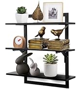 Wodhels 24-Inch Floating Shelves for Wall,3-Tier Wooden Wall Mounted Kitchen Shelves with Foldabl...