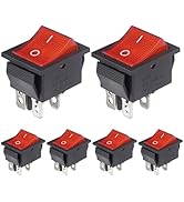 VEXUNGA 6pcs KCD4 Lighted Rocker Switch 20A 125V AC 16A 250V Red Light Illuminated Mini Boat Rock...