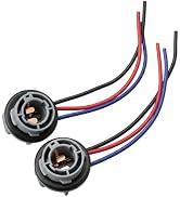 Yiwview 2PCS 1157/3157/2057/2357/7528 Bulb Socket, 3-Wire Pre-Wired Waterproof LED Pigtail Harnes...