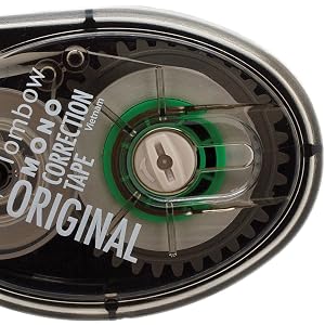 correction tape that doesn't tangle or pull, correction tape with gear for adjusting tape