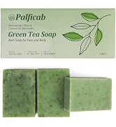 PALFICAB Green Tea Soap, Moisturizing Bath Soap Bars, Cruelty-Free, Gentle Exfoliating for Hydrat...