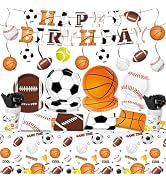 QIYANPAX Sports Birthday Party Decorations, Sports Theme Party Plates and Napkins Baseball Footba...