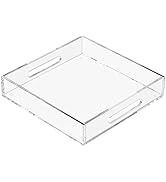 KOTEMON Acrylic Serving Tray with Handles-12x12x2.36Inch-Decorative Tray Letter Tray Organizer fo...