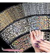 Teenitor 50 Sheets Nail Stickers for Kids, Cute Nail Decals for Girls Women, 3D Self Adhesive Gol...