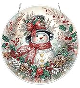 Bowetile Christmas Diamond Art Hanging Kits for Adults Kids, Diamond Art Suncatchers Snowman, 5D ...