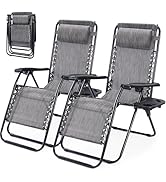 NEWBULIG Zero Gravity Chair Set of 2, Lounge Chair Folding Portable Adjustable Camping Reclining ...