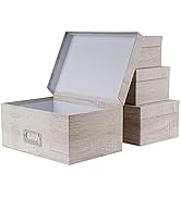 Briful Photo Boxes with Lids - 4 in 1 Set Waterproof Storage Boxes with Handles - Decorative Mult...