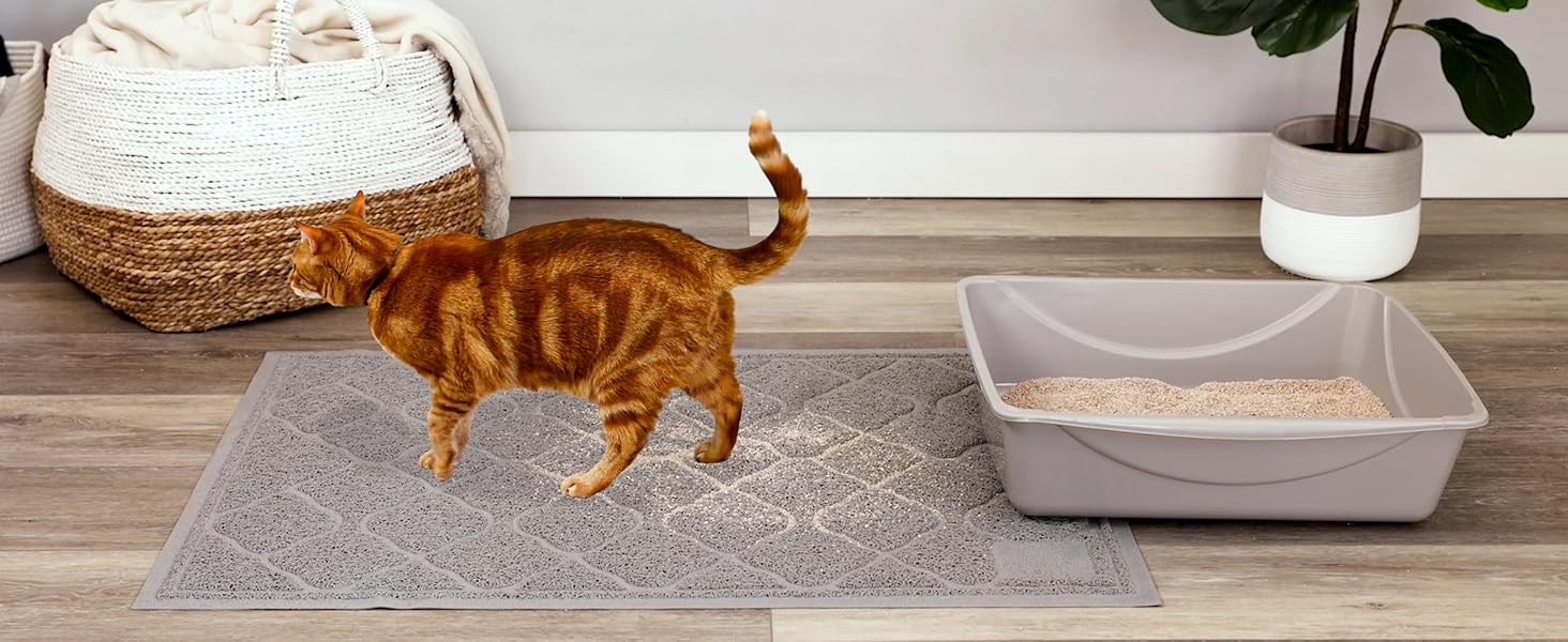 Litter Mat is Soft on Cat's Paws, Grey