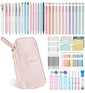 GUGUKUKU 58Pcs Aesthetic Office Supplies with Cute Pencil Case,12 Pastel Highlighters, 5 Gel Pens...