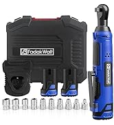 FADAKWALT 3/8" Cordless Electric Ratchet Wrench Set,40 Ft-lbs (50N.m) Variable Speed Trigger 12V ...
