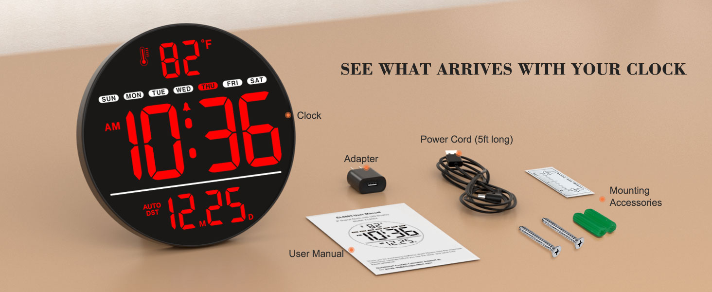 digital wall clock with large led display