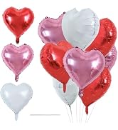 BEISHIDA 20pcs Heart Balloons 18 inch Metal Color Heart Shape Foil Balloons red pink white Neutra...