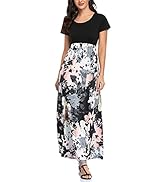 Mommy Jennie Women's Maxi Dresses Short Sleeve Long Casual Summer Sundresses