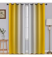 SimpleHome Ombre Room Darkening Curtains for Bedroom, Gradient Yellow to Grey White Light Blockin...