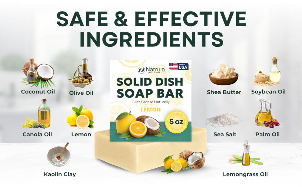 made in USA barra de jabón lavar platos bloque sólido jabón de barra jabón natural cocina vegano