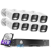 Akinguar 4K PoE Security Camera System, 8pcs 8MP Wired PoE IP Cameras Outdoor, Smart Person/Vehic...