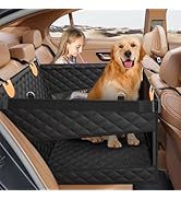 PETICON Large Dog Car Seat, Back Seat Extender for Dogs with 3 Mesh Windows, Waterproof Medium Ca...