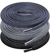 UpUGo 3 Pair Oval Shoe Laces, Half Round 1/4" Shoelaces for Athletic Running Sneakers Shoes Boot ...