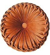 Teieas Round Throw Pillow Velvet Home Decoration Pleated Round Pillow Cushion for Couch Chair Bed...