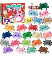 Party Favors for Kids - 24 Pack Mini Axolotl Plush Toys Keychains for Goodie Bags Stuffers for Ki...