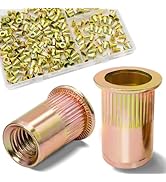 Vifmy 220Pcs M3 Rivet Nuts, Metric Zinc Plated Finish Carbon Steel Flat Head Threaded Insert Nuts...