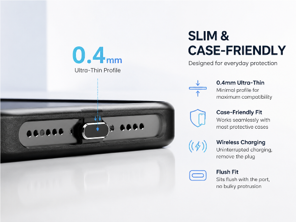 Anti-Lost USB-C Dust Plug Cover for iPhone 17/16/15 Plus/Pro/Max, Samsung Galaxy, Pixel