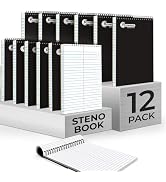 Rosmonde 12 Pack Spiral Steno Pads, 6 x 9, Gregg Rule, Black Steno Pad, Long Lasting - 80 Sheets ...