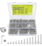 1500PCS M3 Hex Socket Cap Screw Assortment Kit, 304 Stainless Steel Machine Screws with Nuts & Fl...