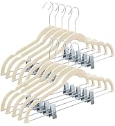 Home-it 10 Pack Clothes Hangers with clips - IVORY Velvet Hangers for skirt hangers - Clothes Han...