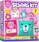 KRAFUN My First Sewing Kit for Beginner Kids Arts & Crafts, 7 Easy DIY Projects of Stuffed Animal...