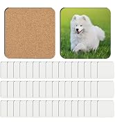Guiqulai 48 PCS Sublimation Coasters Blanks MDF Cork Back Heat Transfer Coasters Wood Hardboard C...