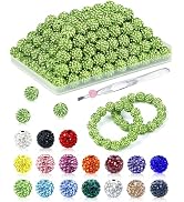 120PCS FIVEIZERO Rhinestone Beads for Jewelry Making, 10mm Light Green Shiny Round Sparkle Crysta...