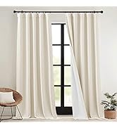 RYB HOME Thick Faux Linen Curtains for Bedroom Pinch Pleated Blackout Soundproof Privacy Thermal ...
