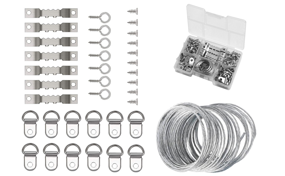 Picture Hanging Wire Kit D Rings Picture Hardware with Screws