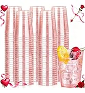 DaYammi 100 Pack 10oz Pink Plastic Cups for Party Premium Glitter Disposable Plastic Cup for Mart...