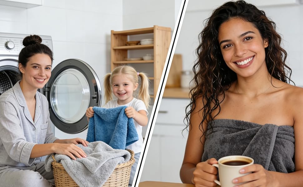 Text reads 'REALISE'. Collection of lifestyle photographs showing people in everyday settings with mobile devices, washing machines, and kitchen environments.