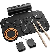 Donner Electronic Drum Set, 7 Pads Electric Drum Pad Roll Up Quiet Drum Pad Built-in Speaker, 40 ...
