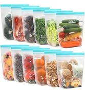 SPLF 12 Pack Reusable Gallon Freezer Bags Dishwasher Microwave Safe, 1 Gallon BPA Free Leakproof ...