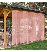 SpaceDresser Waterproof Outdoor Sheer Curtains for Patio - 2 Panels Rod Pocket Indoor Voile Sheer...