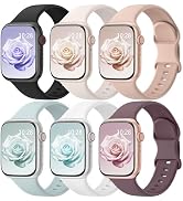 6 Pack Sport Bands Compatible with Apple Watch Bands 38mm 40mm 41mm 42mm 44mm 45mm 46mm 49mm for ...