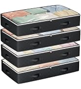 Budding Joy 90L Under Bed Storage, 4 Pack Closet Organizers Black | Foldable underbed storage bin...