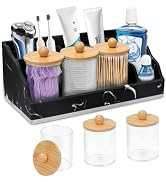 Bathroom Counter Organizer, Black Marble Toothbrush Holders for Bathrooms Organizer Countertop wi...