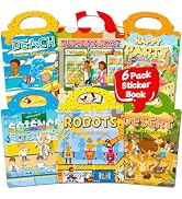 CREATIVETREES 6 Sets Reusable Sticker Book for Toddlers 1-3, Jelly Stickers Book for Kids 2-4, Tr...