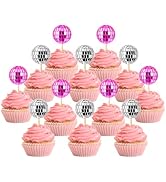 JOERSH 24pcs Disco Ball Cupcake Toppers - 1970s Disco Ball Picks Disco Theme Cake Decorations for...
