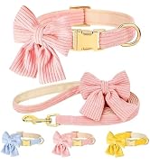 RoseYouth Dog Collar and Leash Set with Bowtie, Cute Girl Dog Collars Metal Buckle Adjustable for...