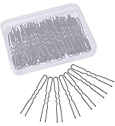 Hair Pins for Women, IKOCO 80pcs 2.75inch U Shaped Hair Pins with Storage Box, Black