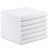 ZHAYAO 100% Cotton Wash Cloth, 12x12 Inch, 6 Pack, White | Highly Absorbent, Soft Feel Fingertip ...