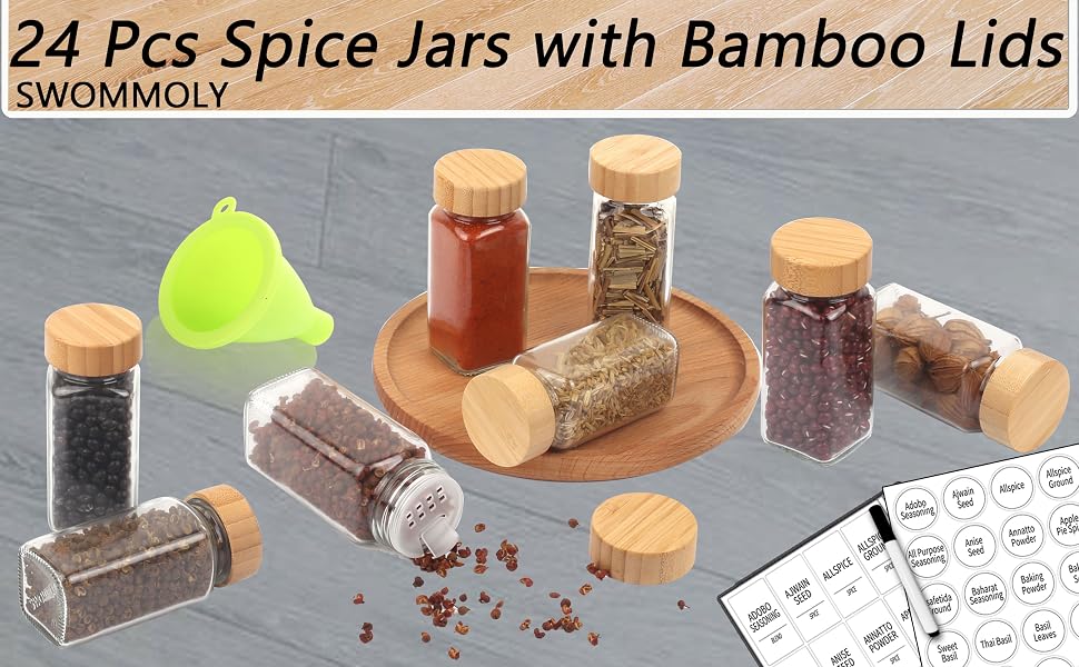 spice jars with bamboo lids