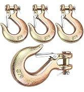 4Pack Clevis Slip Hook, 5/16 Inch Clevis Safety Hook with Safety Latch, Heavy Duty Forged G70 Cha...