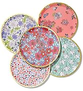 Coterie Floral Small Paper Plates (Set of 10) - Cute Party Plates For Tea Party, Bridal Shower, G...
